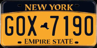 NY license plate GOX7190