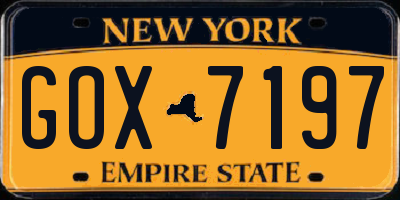NY license plate GOX7197