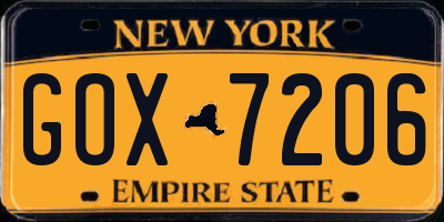 NY license plate GOX7206