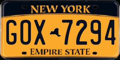 NY license plate GOX7294