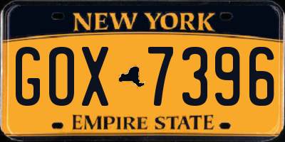 NY license plate GOX7396