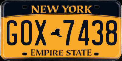 NY license plate GOX7438