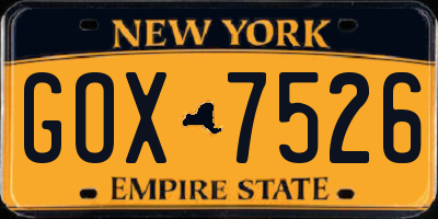 NY license plate GOX7526