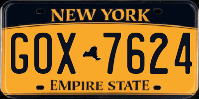 NY license plate GOX7624