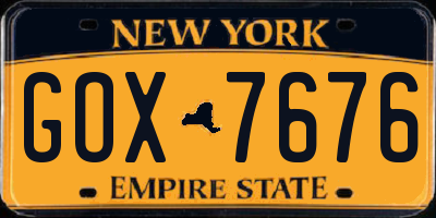 NY license plate GOX7676