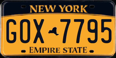 NY license plate GOX7795