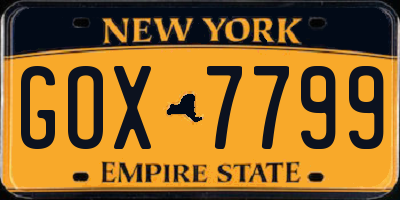 NY license plate GOX7799