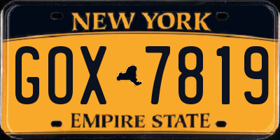 NY license plate GOX7819