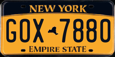 NY license plate GOX7880