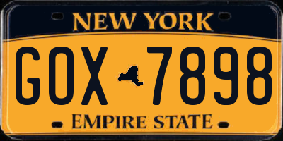 NY license plate GOX7898