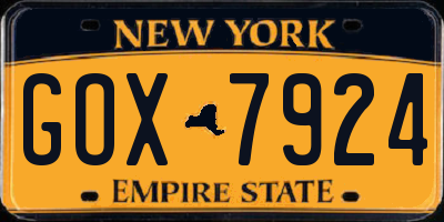 NY license plate GOX7924