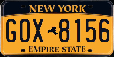 NY license plate GOX8156
