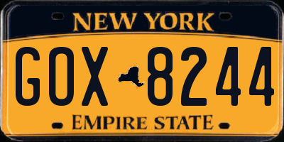 NY license plate GOX8244