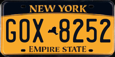 NY license plate GOX8252