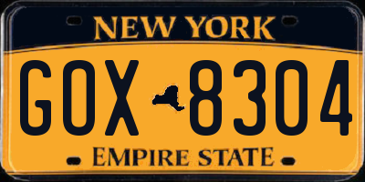 NY license plate GOX8304