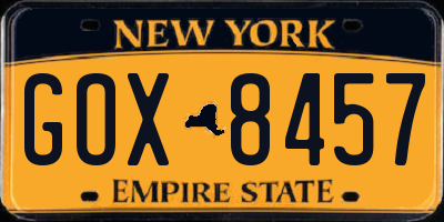 NY license plate GOX8457