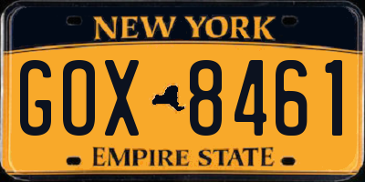 NY license plate GOX8461