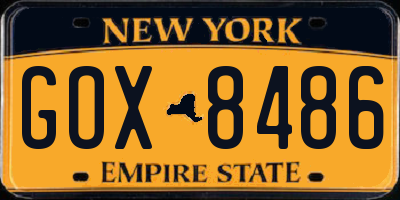 NY license plate GOX8486
