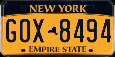 NY license plate GOX8494