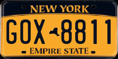 NY license plate GOX8811