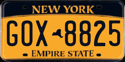 NY license plate GOX8825