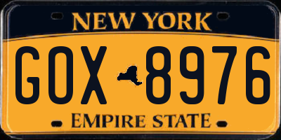 NY license plate GOX8976