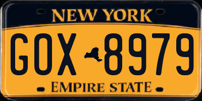 NY license plate GOX8979