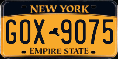 NY license plate GOX9075