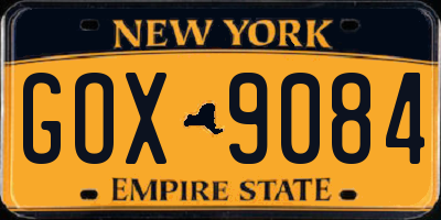 NY license plate GOX9084