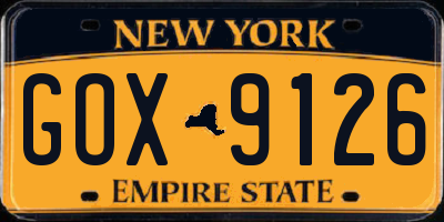 NY license plate GOX9126
