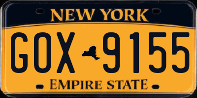 NY license plate GOX9155