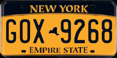 NY license plate GOX9268