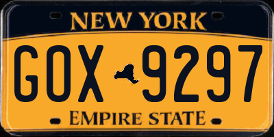NY license plate GOX9297
