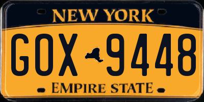 NY license plate GOX9448
