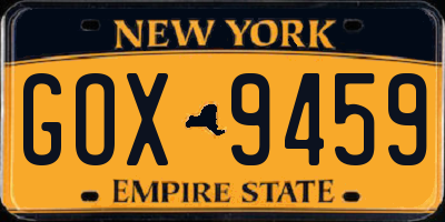 NY license plate GOX9459