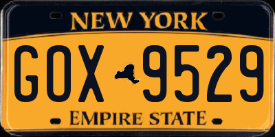 NY license plate GOX9529