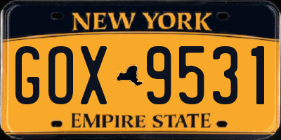NY license plate GOX9531