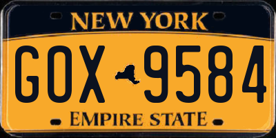 NY license plate GOX9584