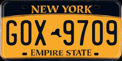 NY license plate GOX9709