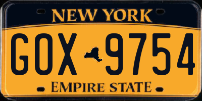 NY license plate GOX9754