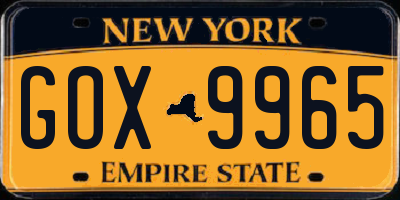 NY license plate GOX9965
