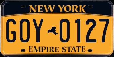 NY license plate GOY0127