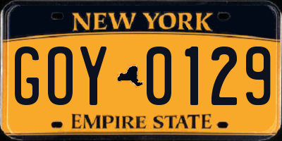 NY license plate GOY0129
