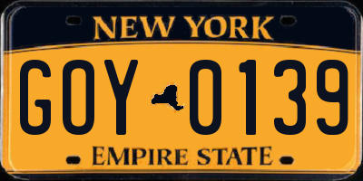 NY license plate GOY0139