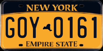 NY license plate GOY0161