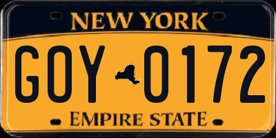 NY license plate GOY0172