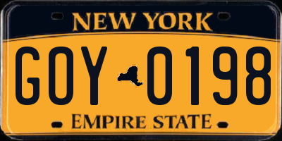NY license plate GOY0198