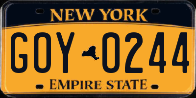 NY license plate GOY0244