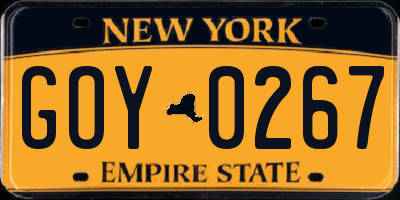 NY license plate GOY0267