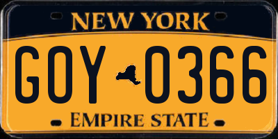 NY license plate GOY0366